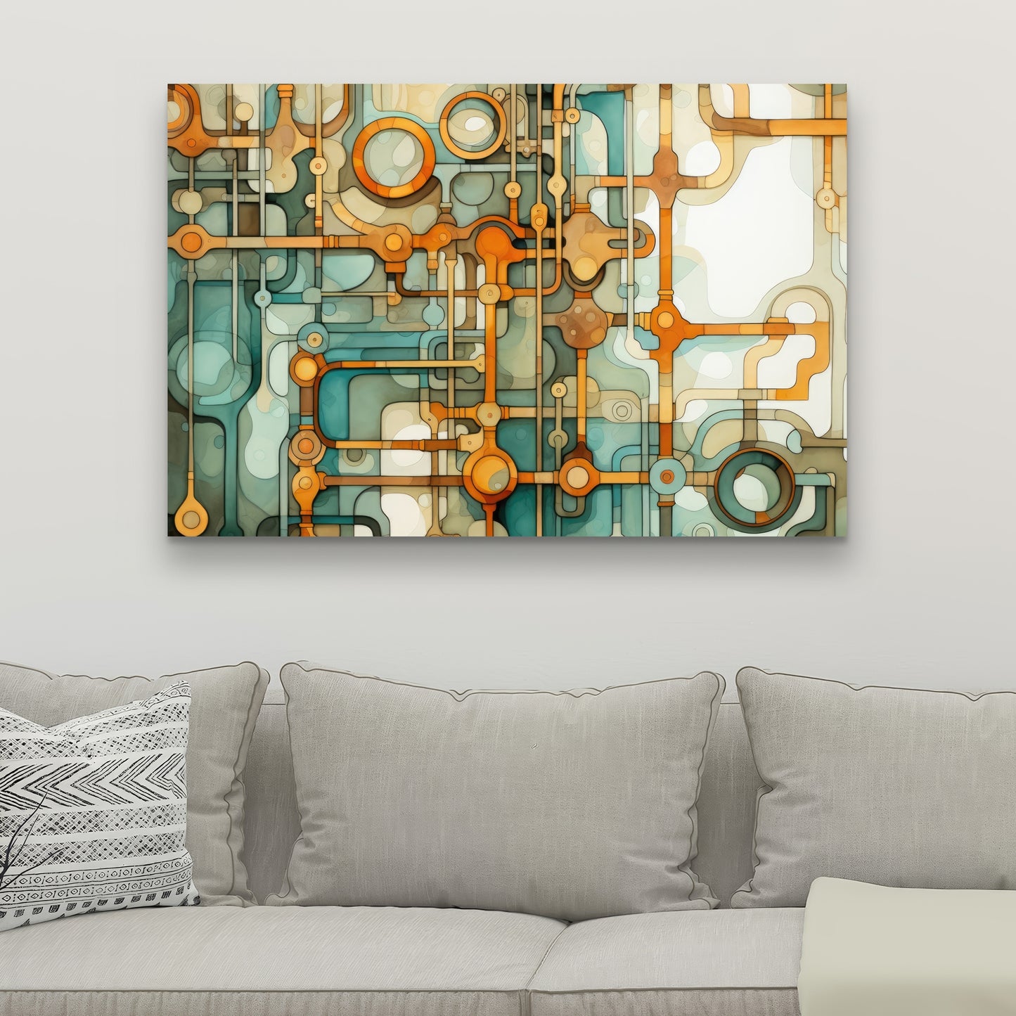 Turns and bends - Turquoise Canvas for Home Decor | Art