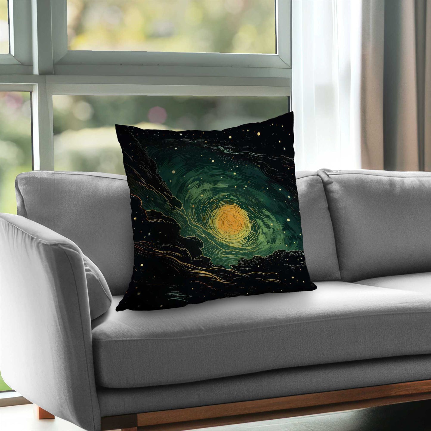 Coussin décoratif en sergé polyester « Turmoil in Space » | Accessoire de décoration intérieure