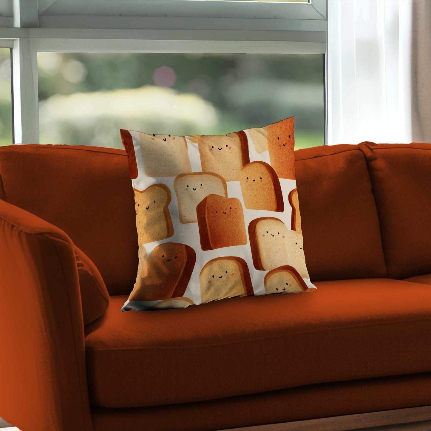 Coussin décoratif en sergé polyester Toasty Smiles pour une ambiance douillette
