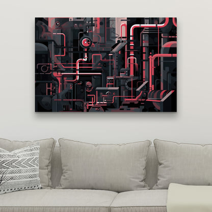 Industrial Empire - Red Canvas Art for Home Decor