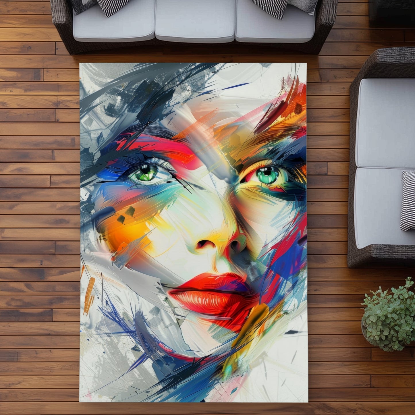 Abstract Look Red Outdoor Area Rug for Home Decor - Stylish