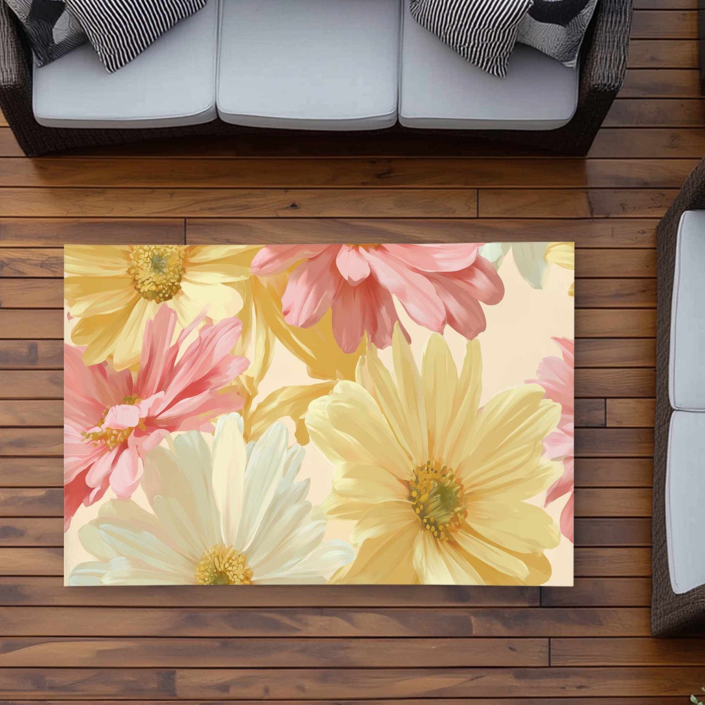 Tapis d'extérieur Sunlit Daisy Dream | Accessoire de décoration intérieure