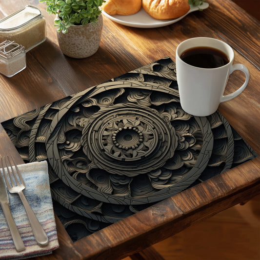 Cycles Gray Polyester Placemat | Stylish Home Decor Accessory