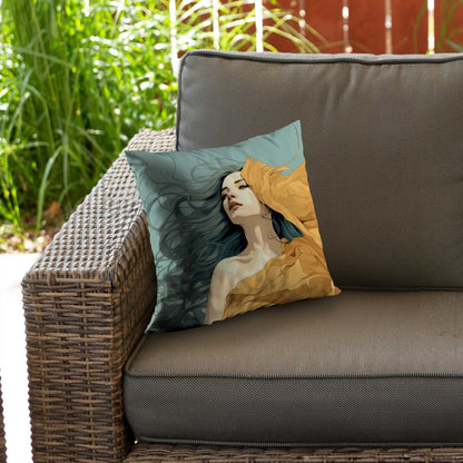 Coussin décoratif en sergé de polyester à motif fluide et sensuel - Décoration élégante pour la maison