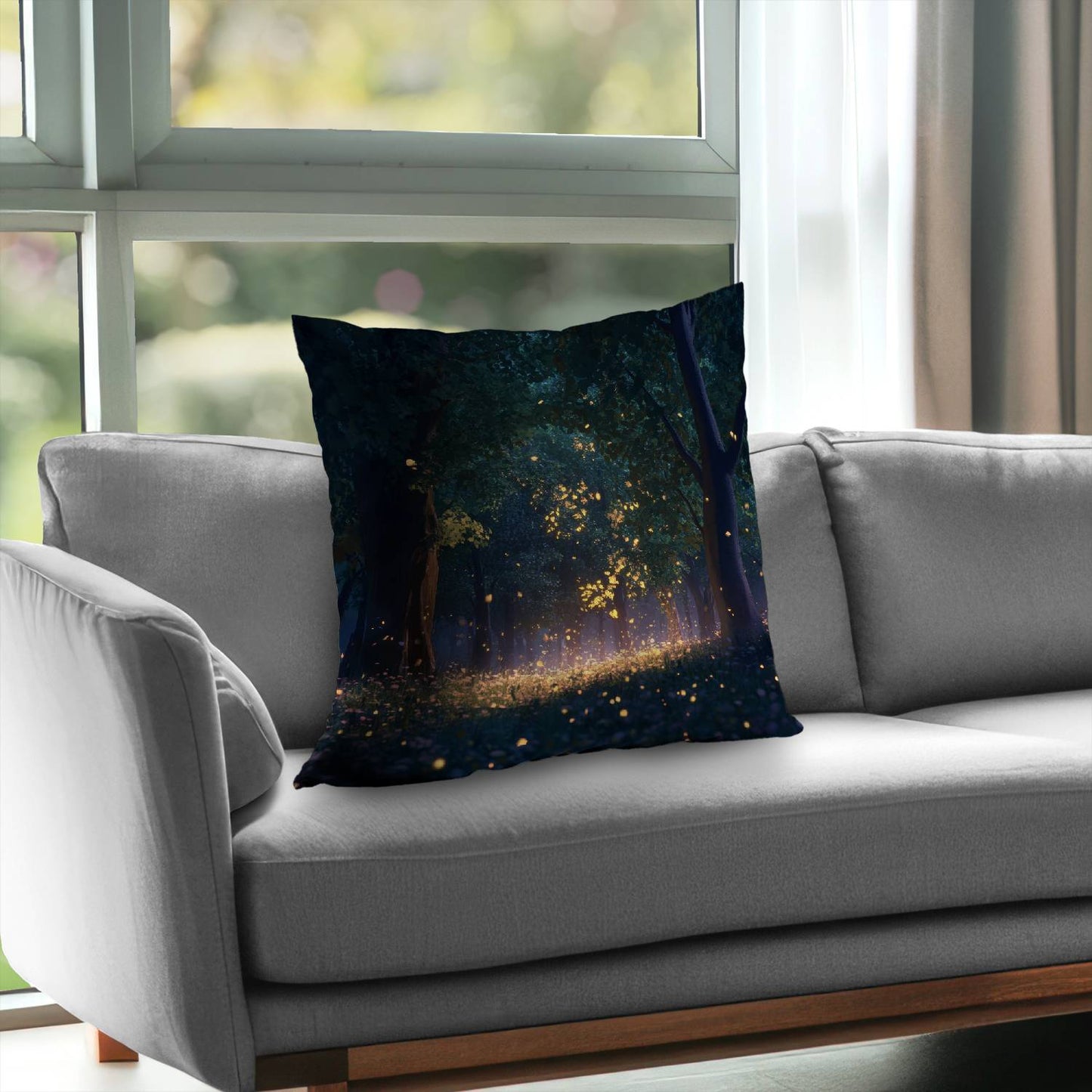 Glowing Leaves Poly Twill Throw Pillow | Home Decor Accent
