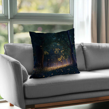 Glowing Leaves Poly Twill Throw Pillow | Home Decor Accent