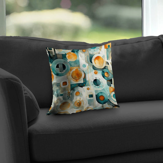 Decomposed Porthole Turquoise Poly Twill Throw Pillow | Insert