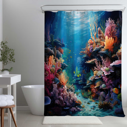 Rideau de douche corail - Décoration d'intérieur élégante pour la salle de bain