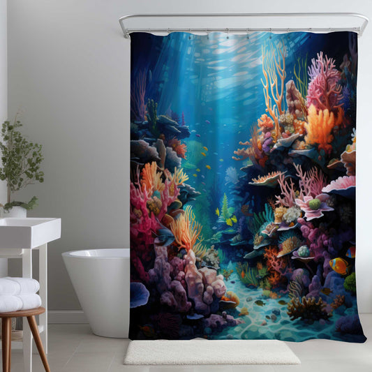 Rideau de douche corail - Décoration d'intérieur élégante pour la salle de bain