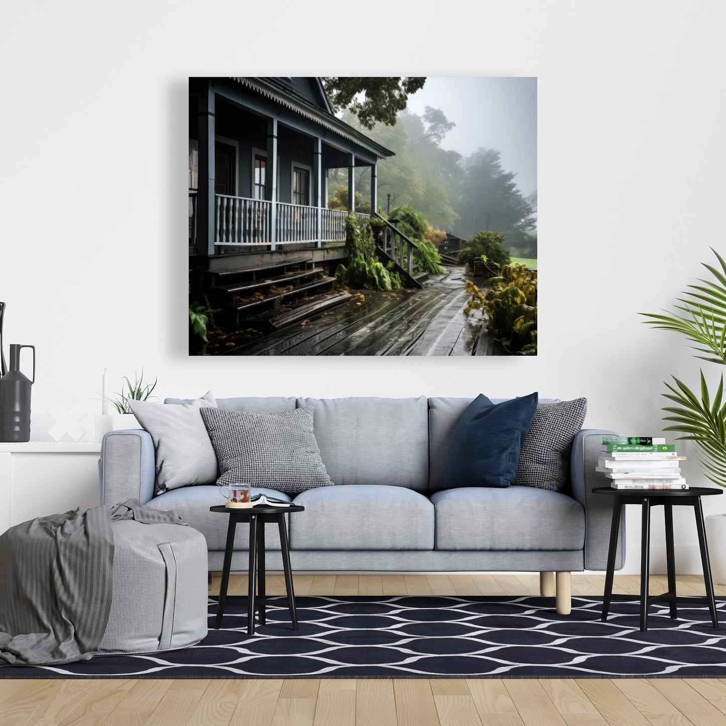 Rainy Porch - Brown Canvas Home Decor for Cozy Spaces