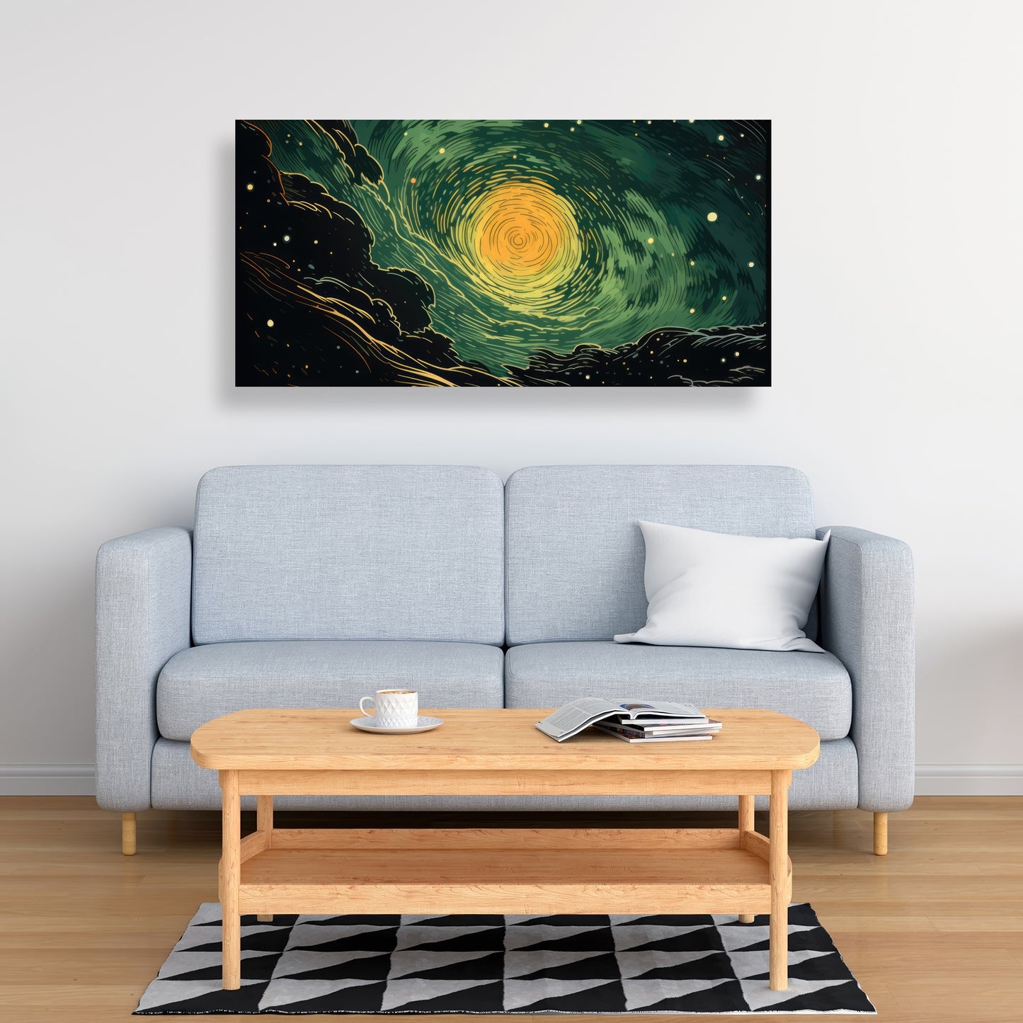 Turmoil in Space - Yellow Canvas Art for Home Decor