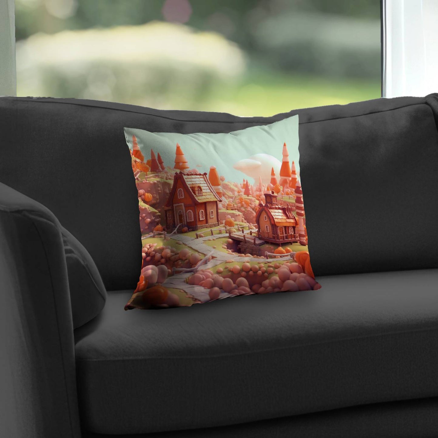 Coussin décoratif en sergé vert Toy Town pour la maison