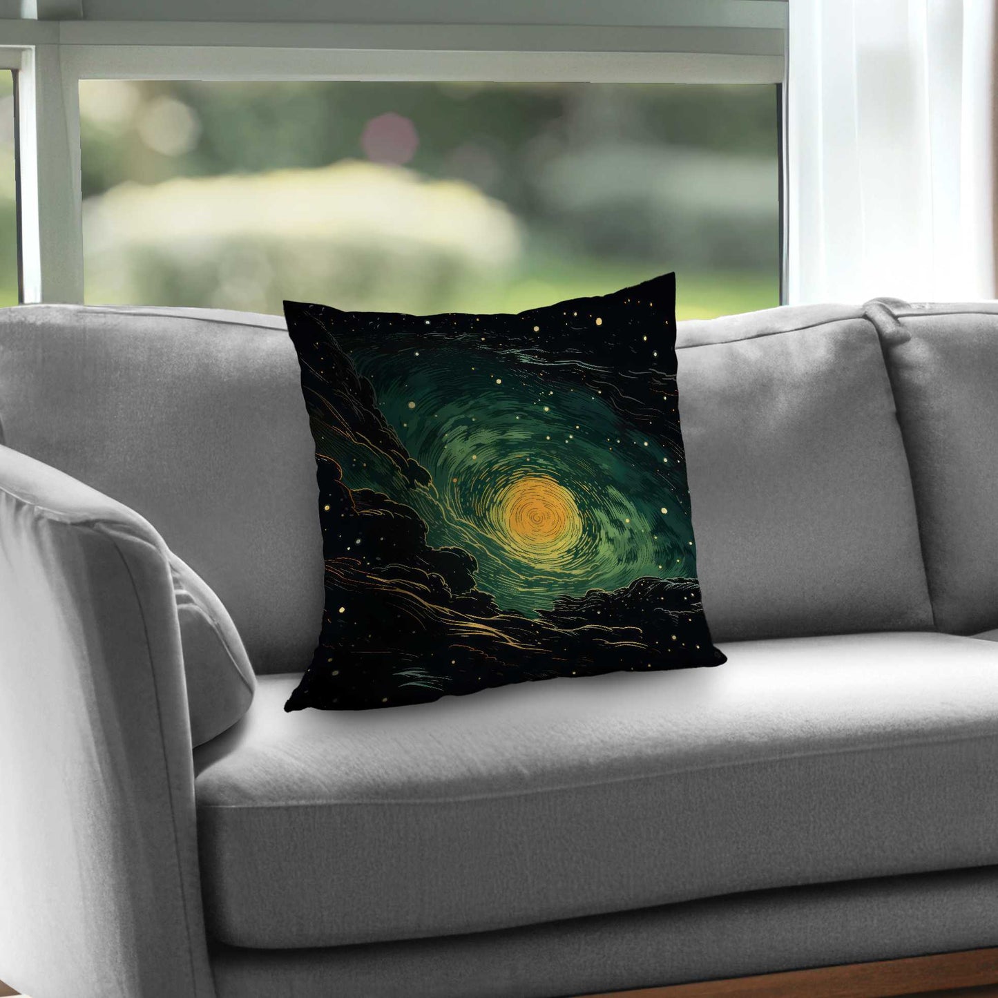 Coussin décoratif en sergé polyester « Turmoil in Space » | Accessoire de décoration intérieure