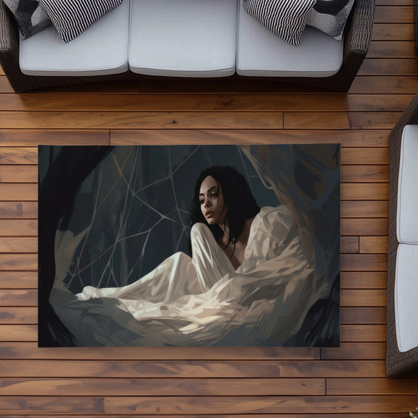 Spider princess Black outdoor area rug for home decor