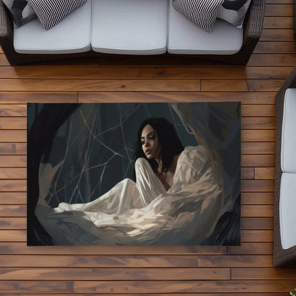 Spider princess Black outdoor area rug for home decor
