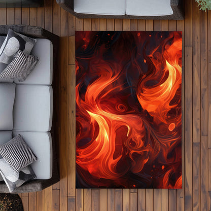 Fires of Heck - Black Outdoor Area Rug for Home Decor