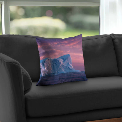 Coussin décoratif en sergé polyester Iceberg au crépuscule | Accessoire de décoration intérieure