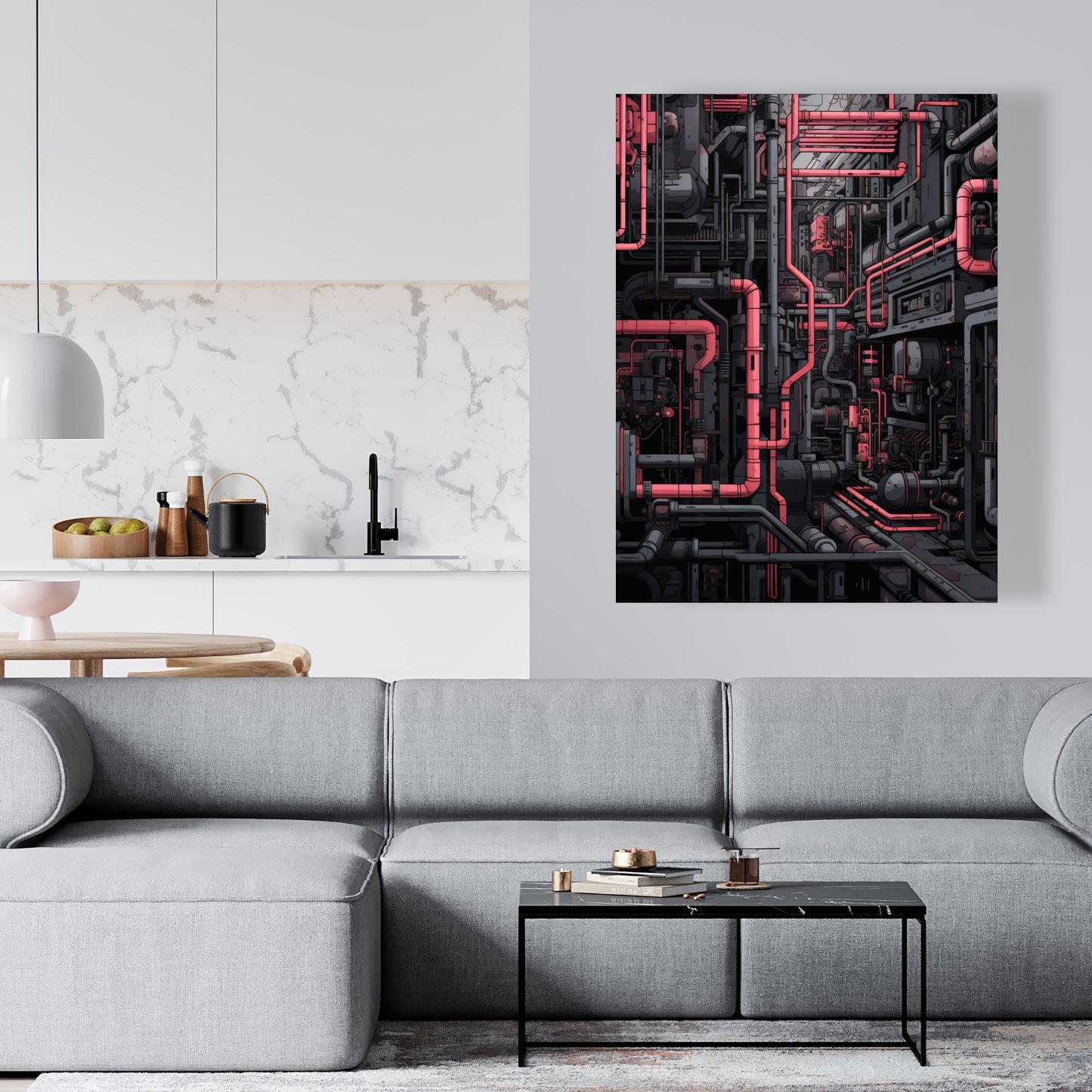 Tubular Nightmare - Gray Canvas Art for Home Decor