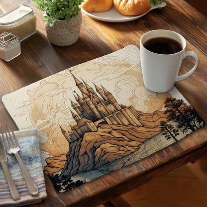 Legendary Castle - Braided Polyester Placemat for Home Decor