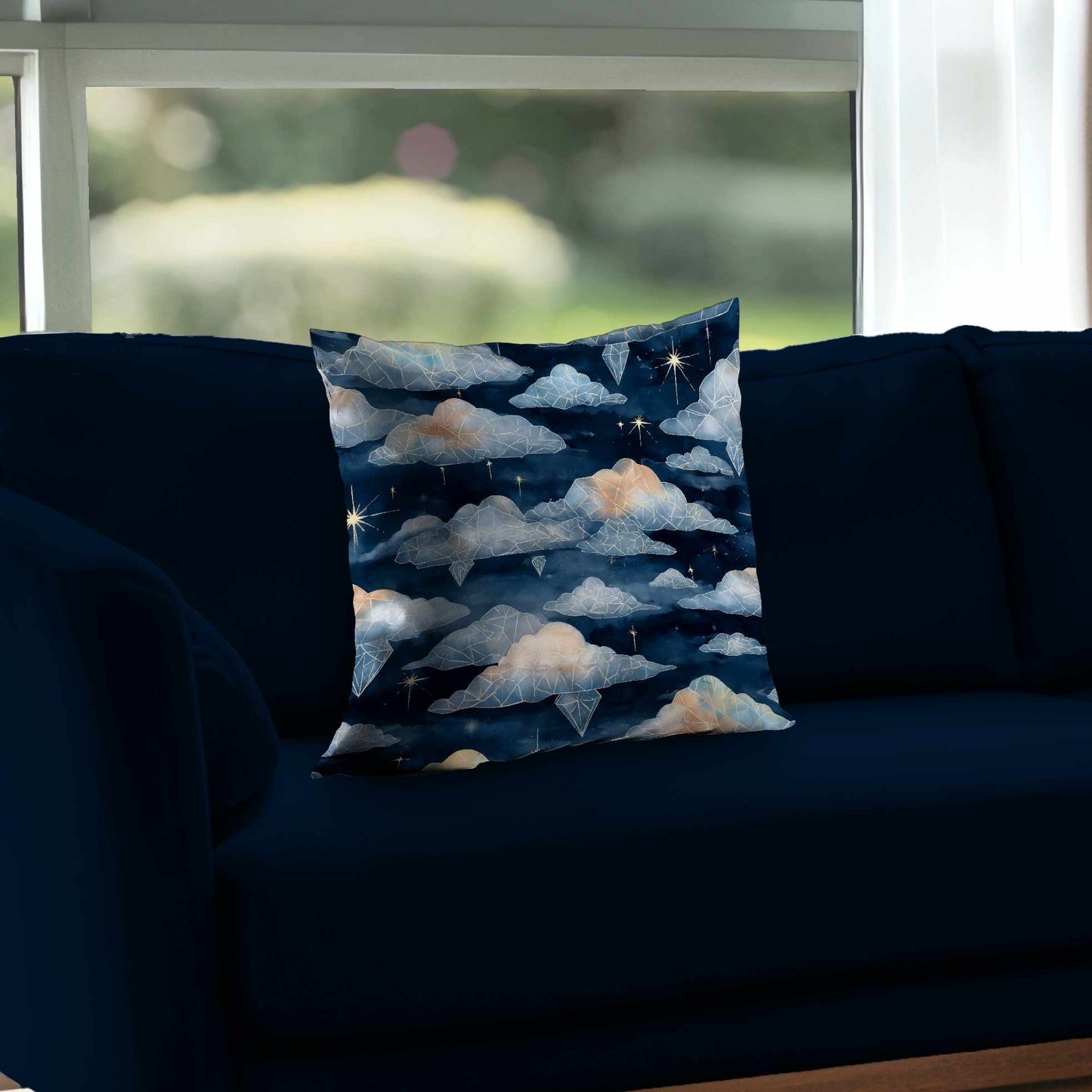 Oreiller décoratif en sergé polyester Nuages de cristal célestes