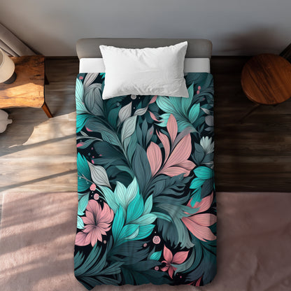 Neon Leaves Black Duvet Cover - Stylish Home Decor Essentials