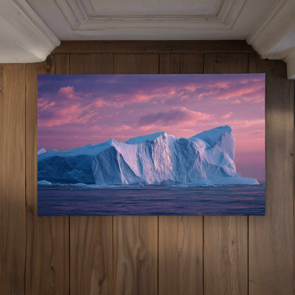 Iceberg at Dusk Pink Winter Door Mat | Indoor Outdoor Decor