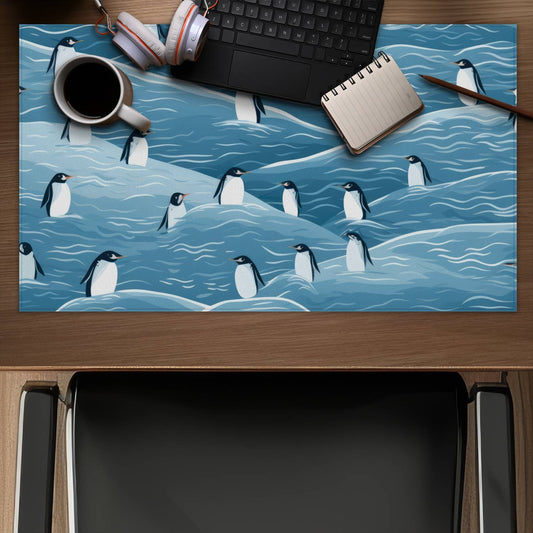 Penguins Wandering Turquoise Gaming Mat for Home Decor
