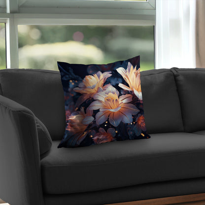Pixie Flowers White Poly Twill Throw Pillow - Home Decor Insert