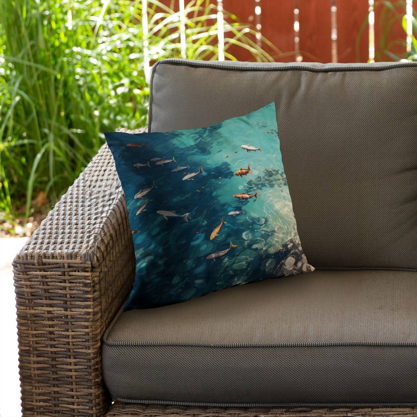 Swim ahead - Throw pillow - Print on demand