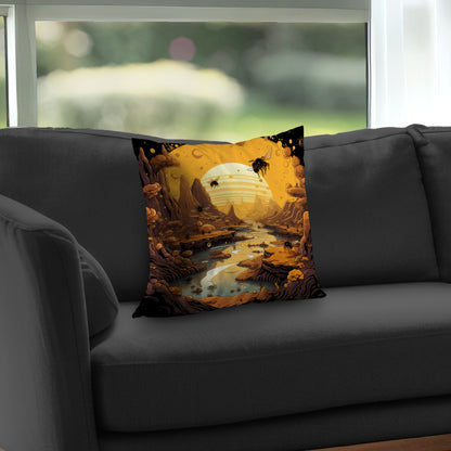 Hive Mind Black Poly Twill Throw Pillow Insert for Home Decor