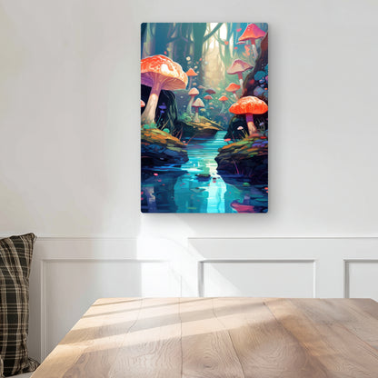 Whimsical Forest - Blue Metal Print for Home Decor