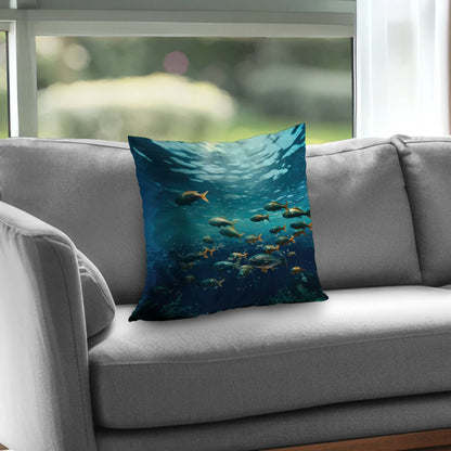Shallow Swim Blue Poly Twill Throw Pillow Insert | Decor