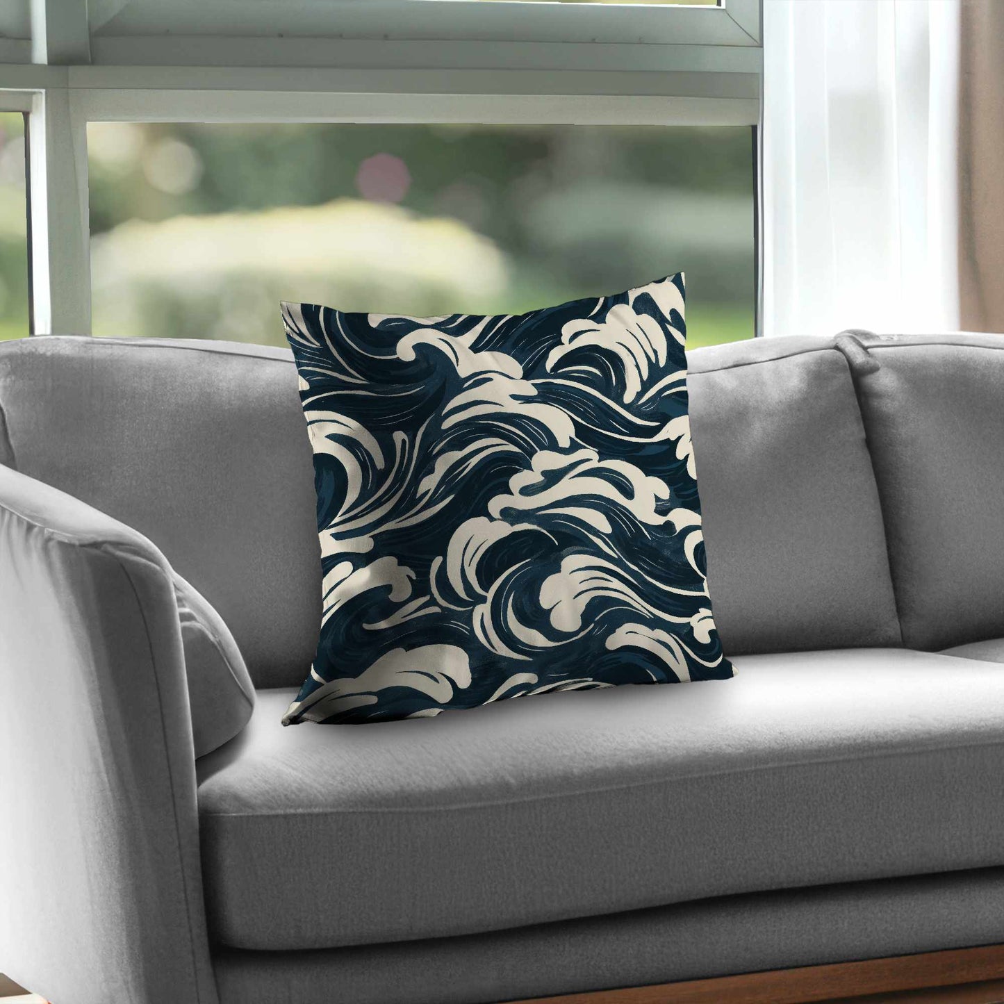 Midnight Ocean Flow Poly Twill Throw Pillow | Home Decor