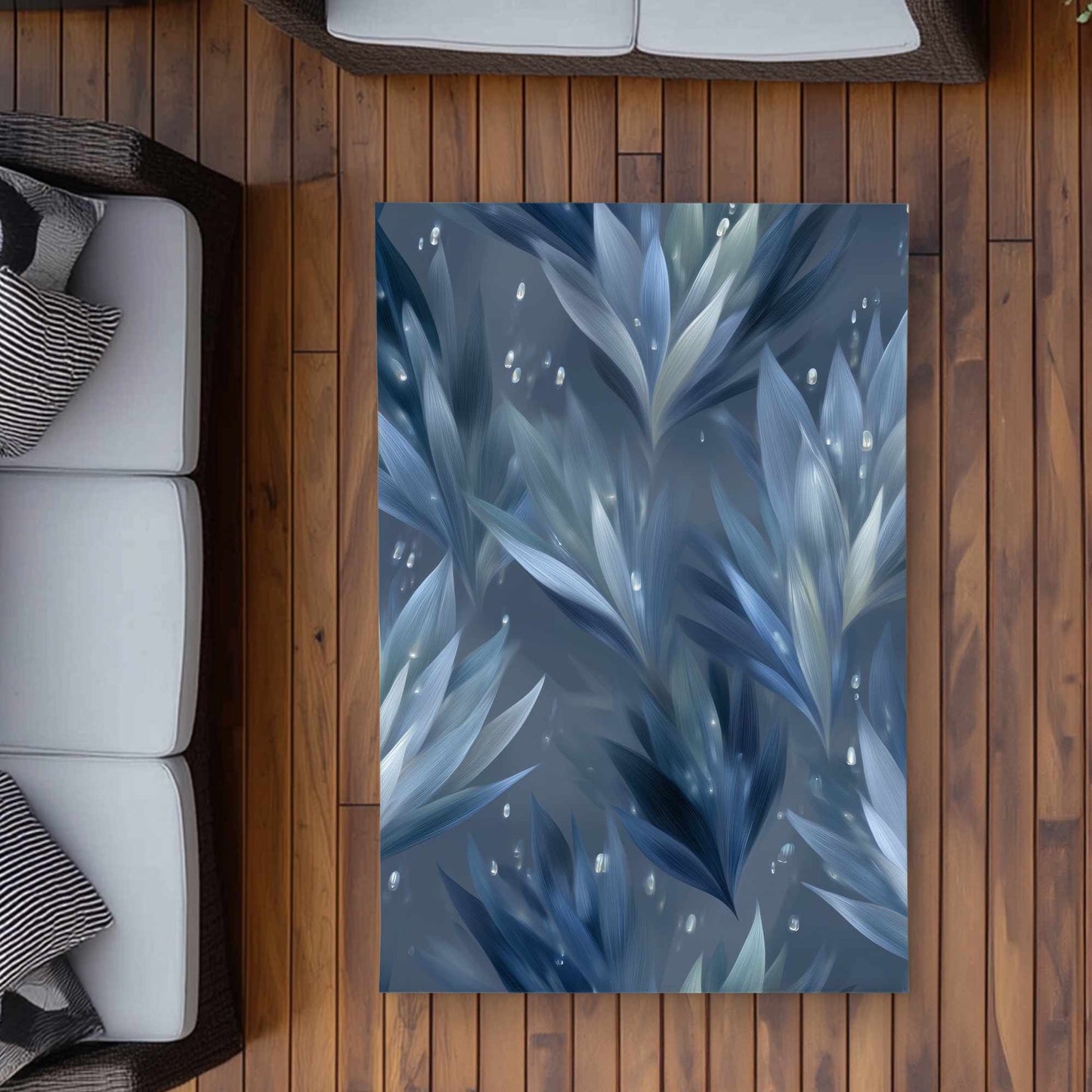 Icy Leaves Outdoor Area Rug | Stylish Home Decor Rug