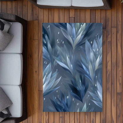 Icy Leaves Outdoor Area Rug | Stylish Home Decor Rug