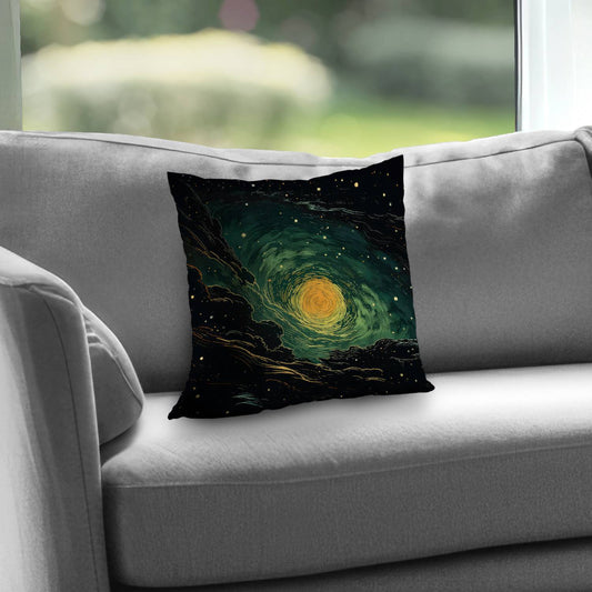 Turmoil in Space Black Poly Twill Throw Pillow | Home Decor