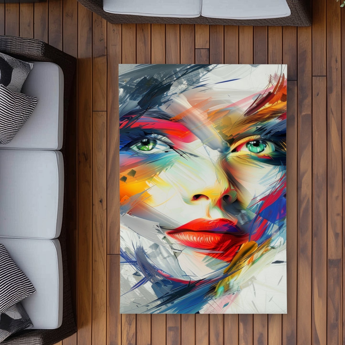 Abstract Look Red Outdoor Area Rug for Home Decor - Stylish