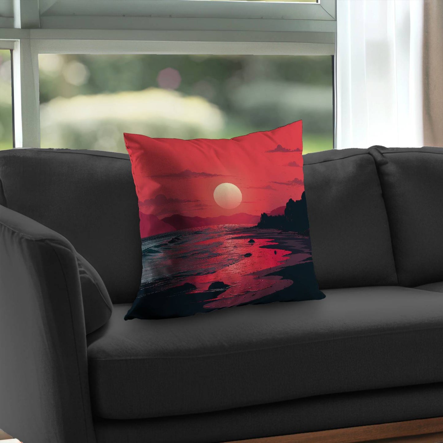 Coussin décoratif en sergé de polyester Red Sky | Accessoire de décoration élégant pour la maison