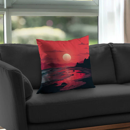 Coussin décoratif en sergé de polyester Red Sky | Accessoire de décoration élégant pour la maison