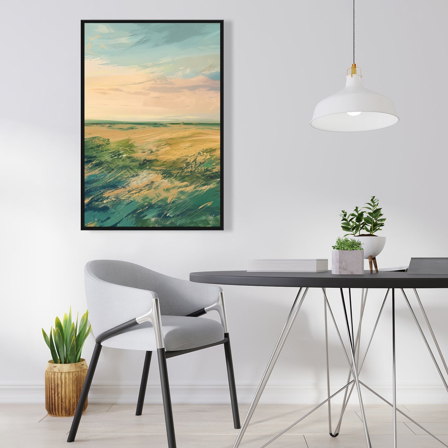 Evening in the field - 36"x36" Framed canvas