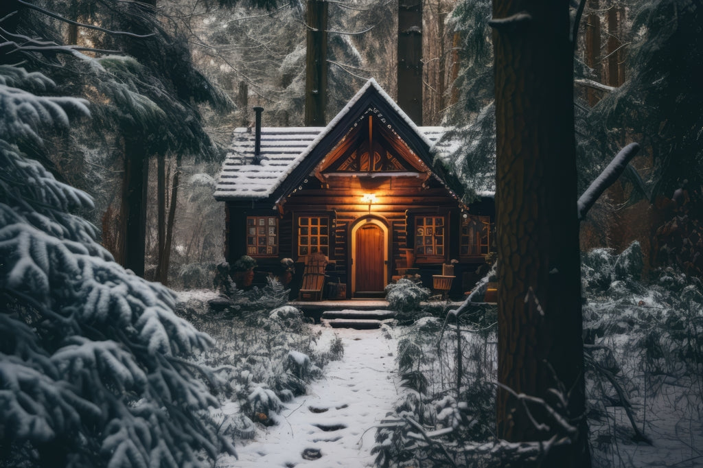 The lone cabin - Orange outdoor area rug for home decor