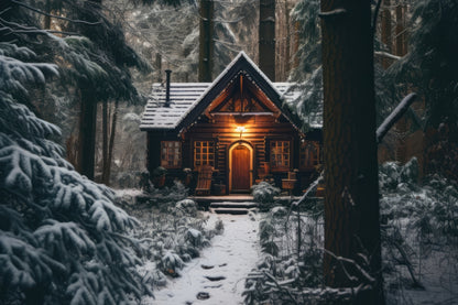 The lone cabin - Orange outdoor area rug for home decor