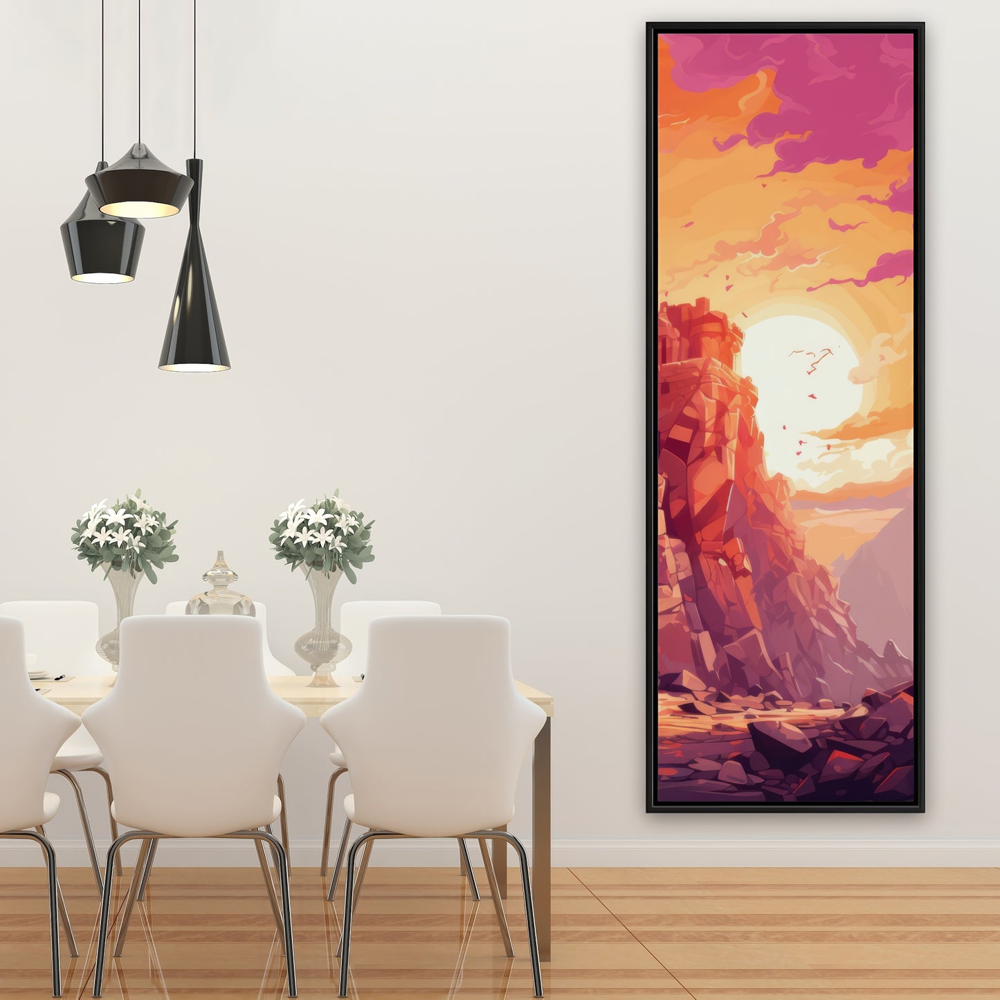 The Setting Rampart - Pink Framed Canvas for Home Decor
