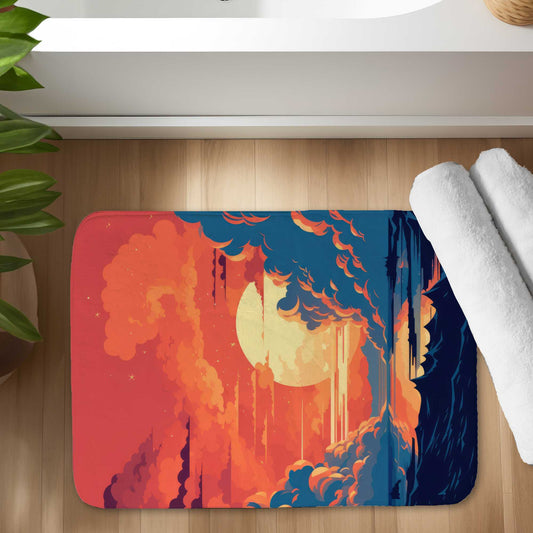 Orange and Blue Bath Mat | Stylish Home Decor Rug