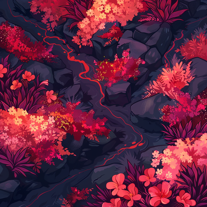 Burning Plants Black Indoor Outdoor Tablecloth