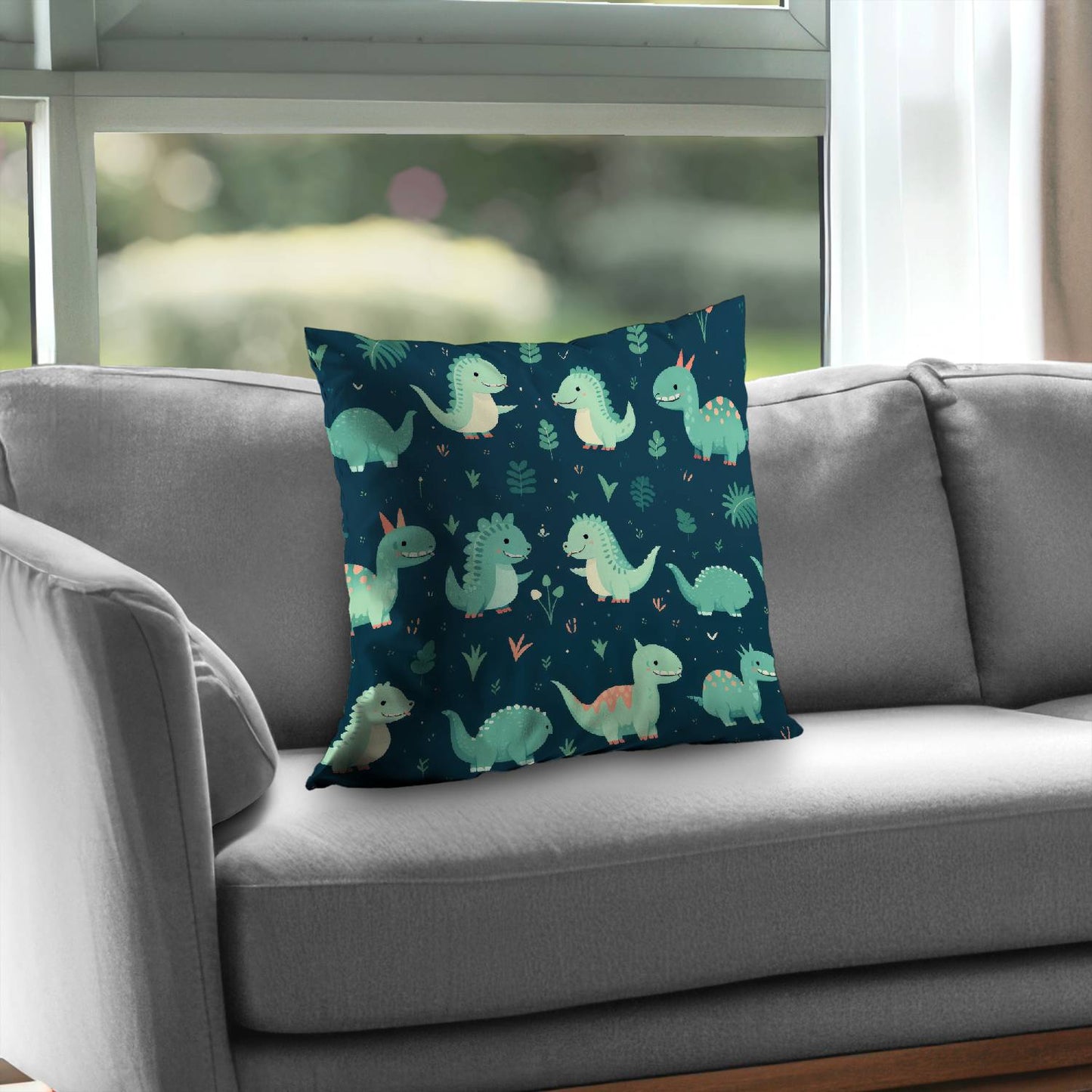 Happy dinosaurs - Throw pillow - Print on demand