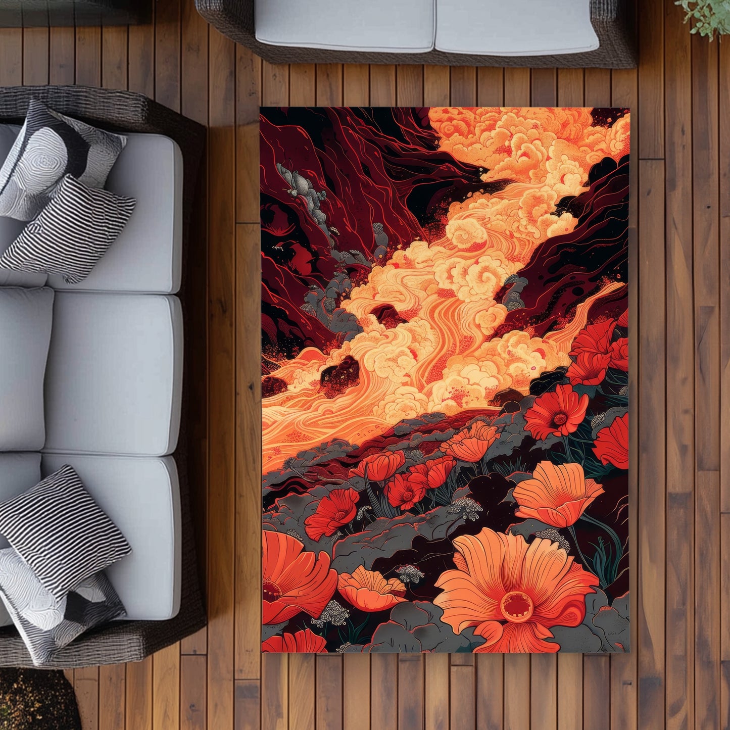 The Big Burn - Yellow Outdoor Area Rug for Home Decor