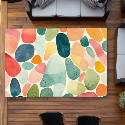 Seedy shapes Turquoise Outdoor Area Rug for Home Decor