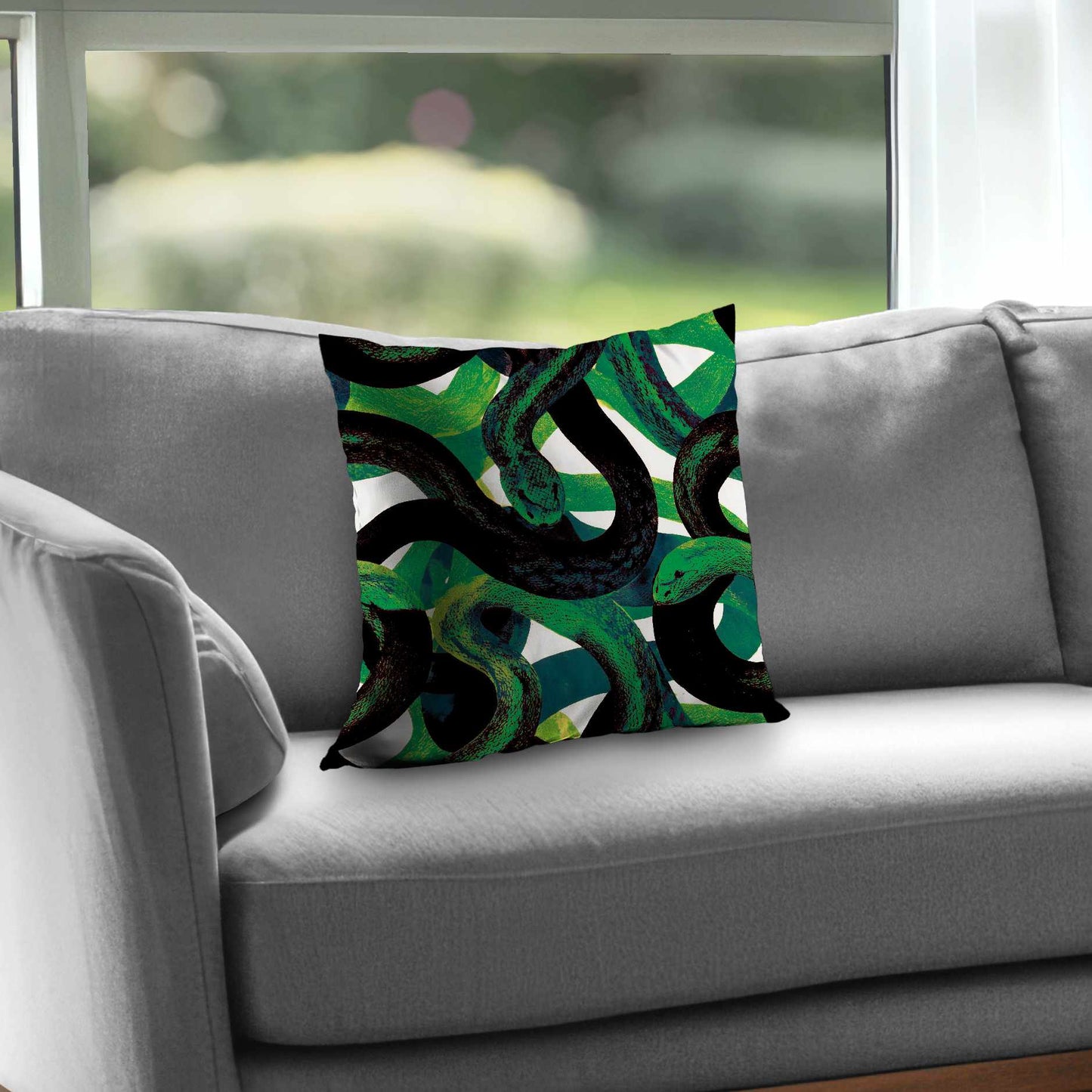Emerald Coil Dance Poly Twill Throw Pillow | Home Decor
