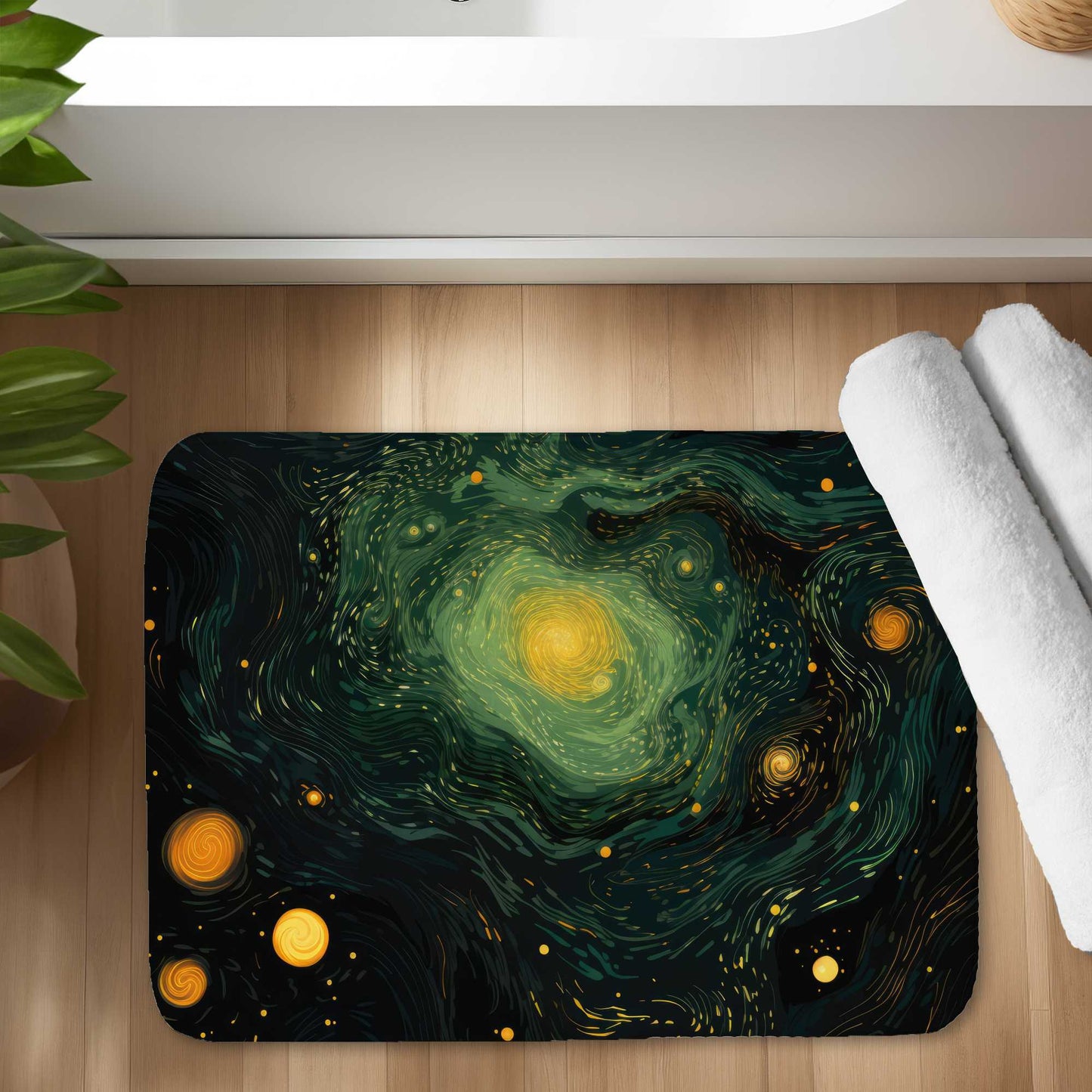 Tapis de bain « Illuminated in Space » | Tapis décoratif élégant